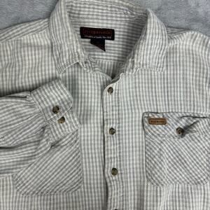 Vintage 90s Five Brother Heavy Flannel Shirt Mens 2XL Gray Herringbone Check